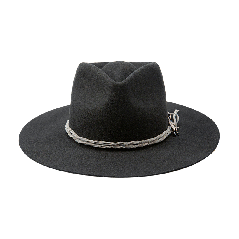 Custom Wholesale With Leather Bands Black Large Wool Felt Fedora Hats