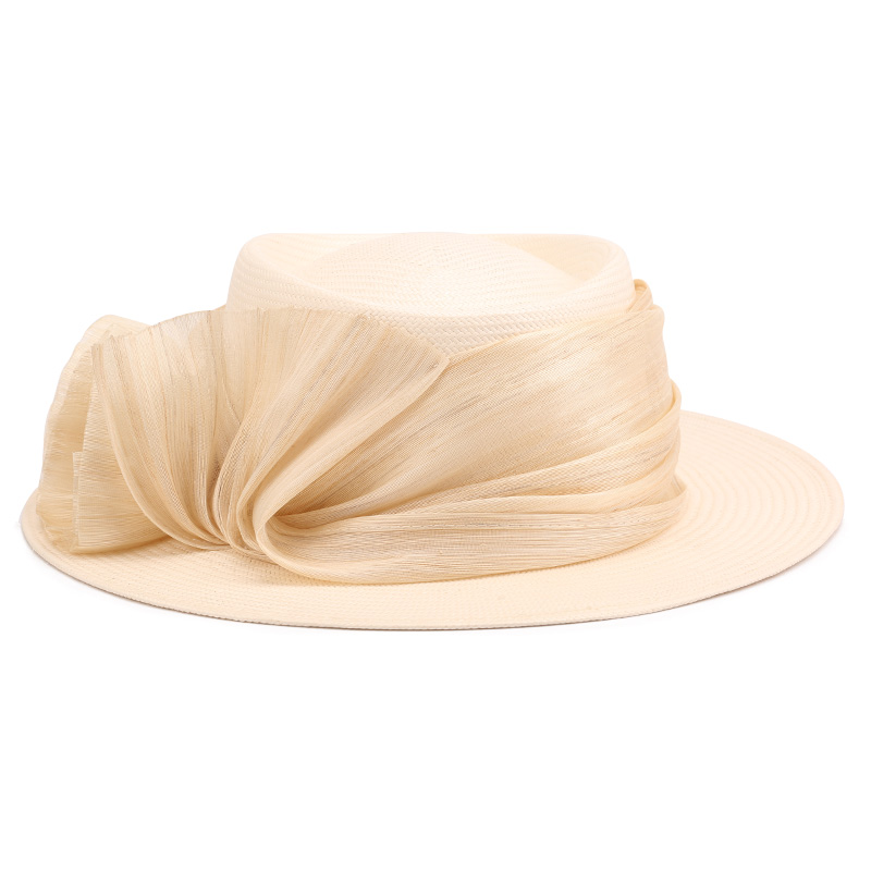 Summer Women Foldable Wide Brim Ribbon Sun Boater Natural Straw Hats