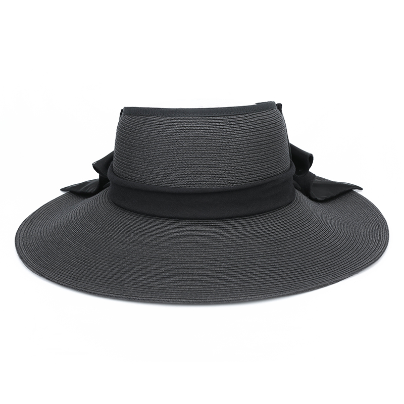 women high quality wide brim foldable sun-proof hat with bow beach eva straw visor hats