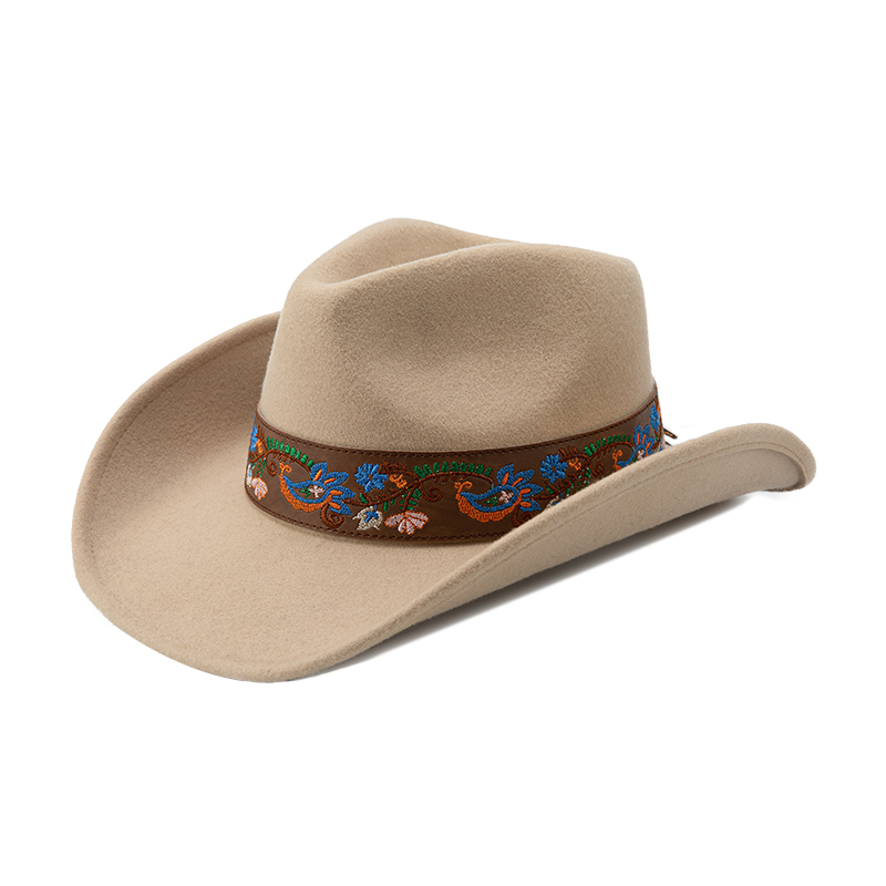 Custom Men Unisex Adult Red Colored Leather Bands For 100% Wool Felt Western Hard Hat Cowboy Hat