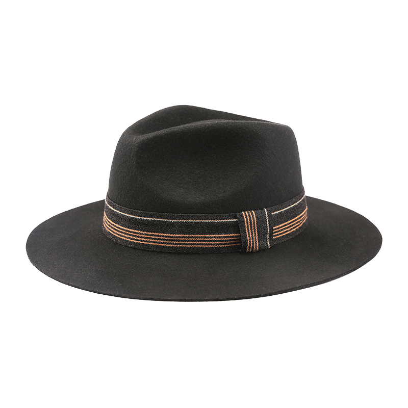 100% wool unisex wide brim felt hat with feather ribbon fedora panama fedora hats 