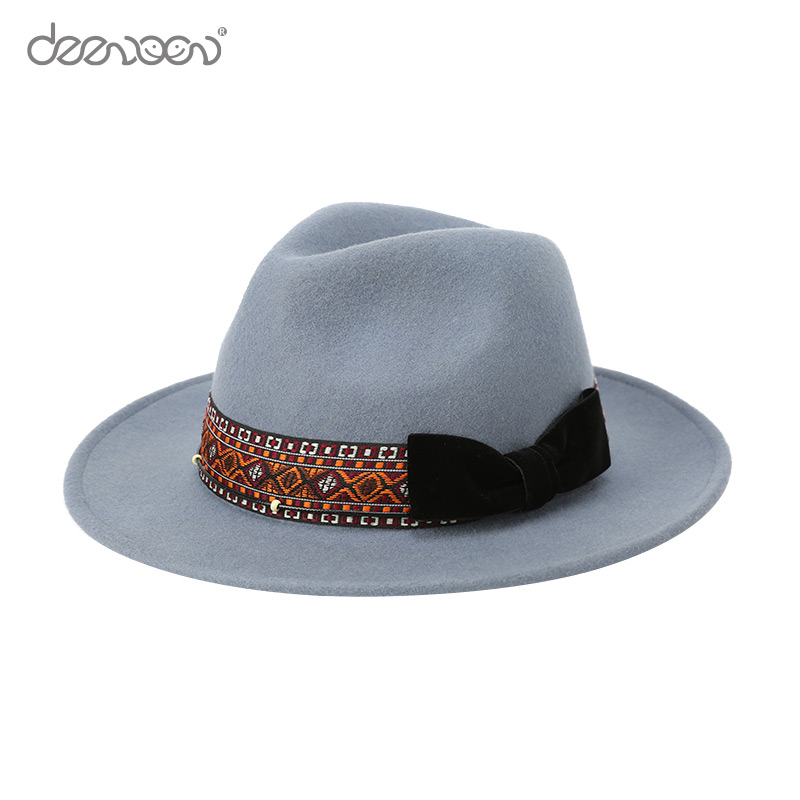 LINGLONG Custom Autumn And Winter Outdoor Vintage Men Women Unisex Flat Brim Panama With Ribbon 100% Wool Fedora Felt Hat