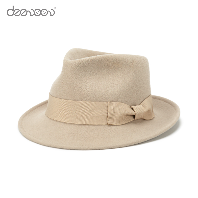 Fashion Outdoor Custom High Quality Style Hats With Ribbon 100% Felt Wool Fedora Jazz Hats For Unisex Men Women Trilby Hat