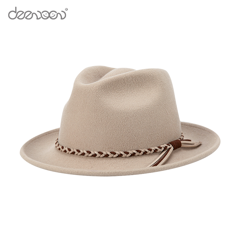 Wholesale Quality Womens Party 100% Wool Wide Brim Fedora Hats With Ribbon Bands Panama Felt Hat