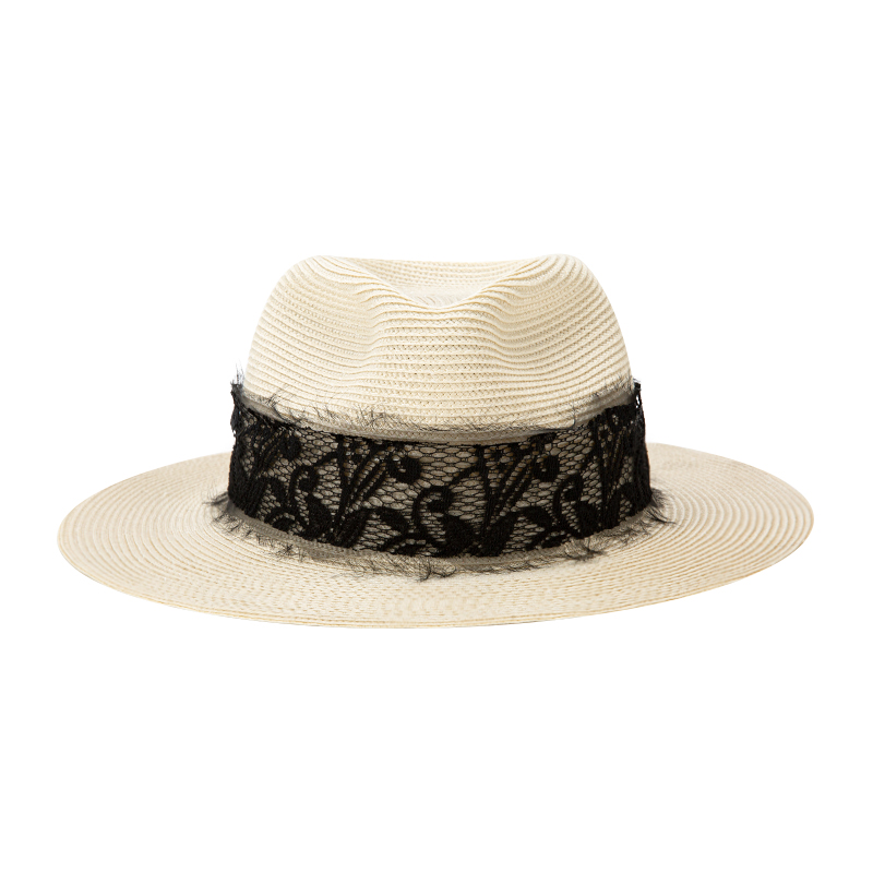 Wholesale Custom Lace Black Natural Raffia Dress Jazz Fedora Summer Hat Straw Hats Men