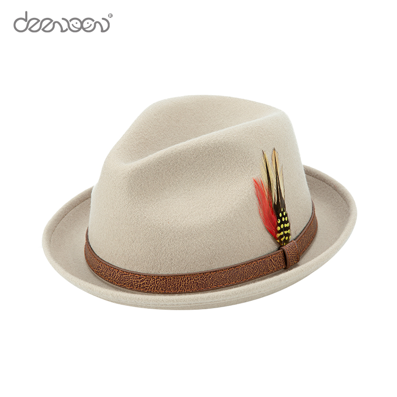  classic fashion 100% australian wool rolled brim men felt  jazz hats 