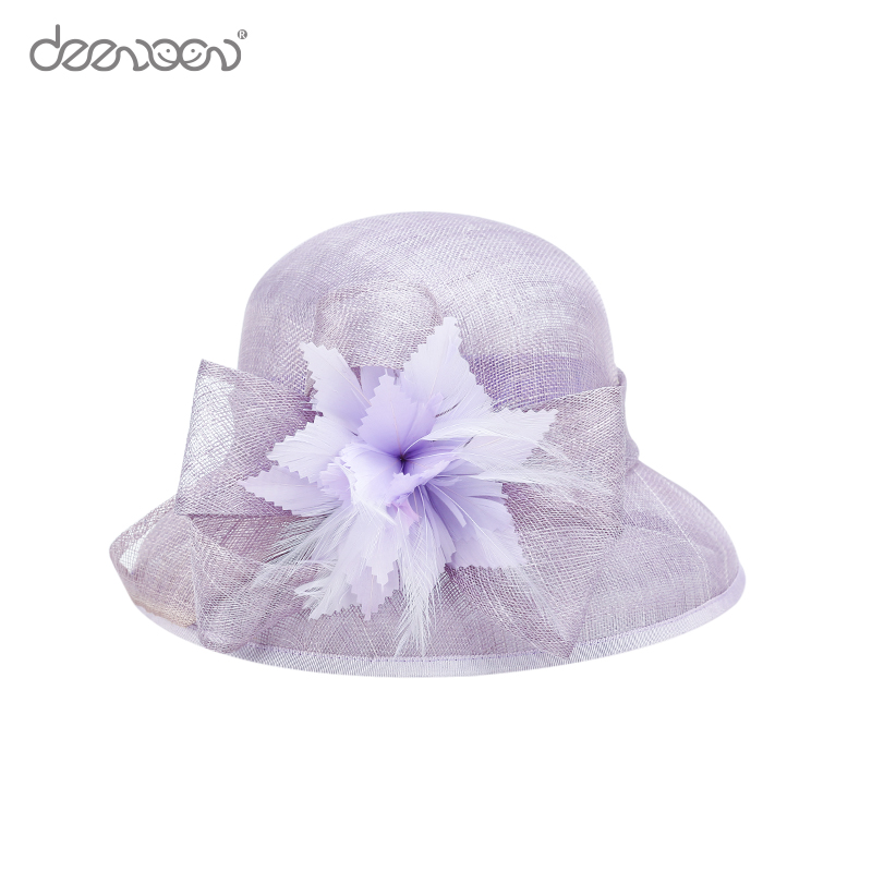 sinamay hat with feather bucket hat