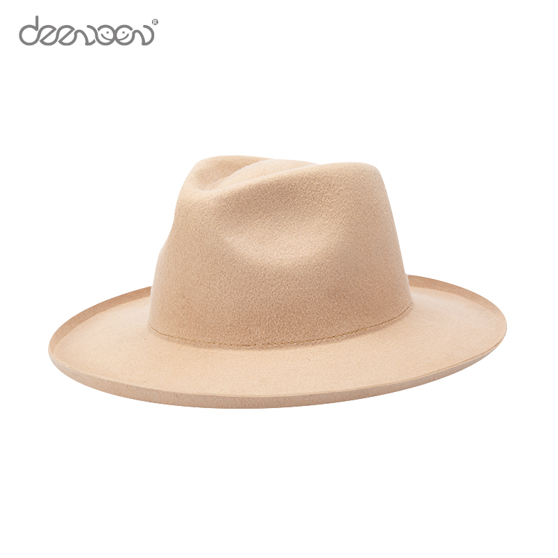100% Wool Wide Brim Ribbon Bands Panama Fedora Hat For Men Unisex Felt Hats