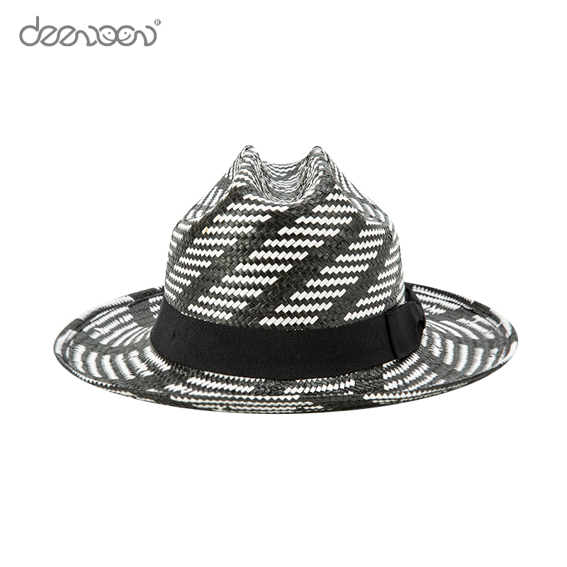 Wholesale Custom Men'S Hard Salt Grass Straw Hat Bead