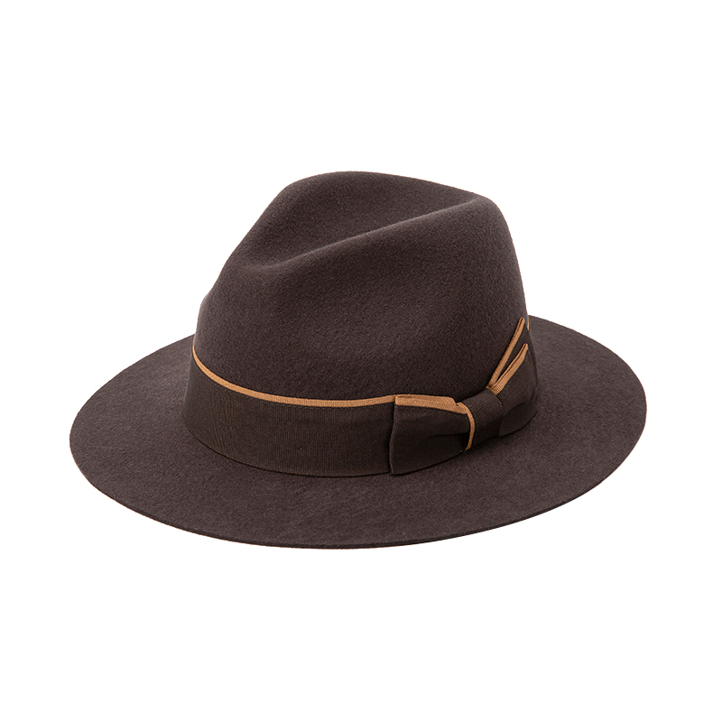  100% Wool Denim Panama Felt With Ribbon Band Fedora Hats 
