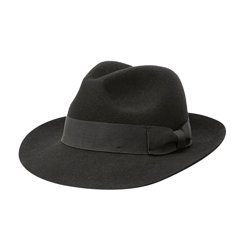  Vintage 100% Wool Wide Brim Ribbon Fedora Hat For Men Unisex Felt Hats