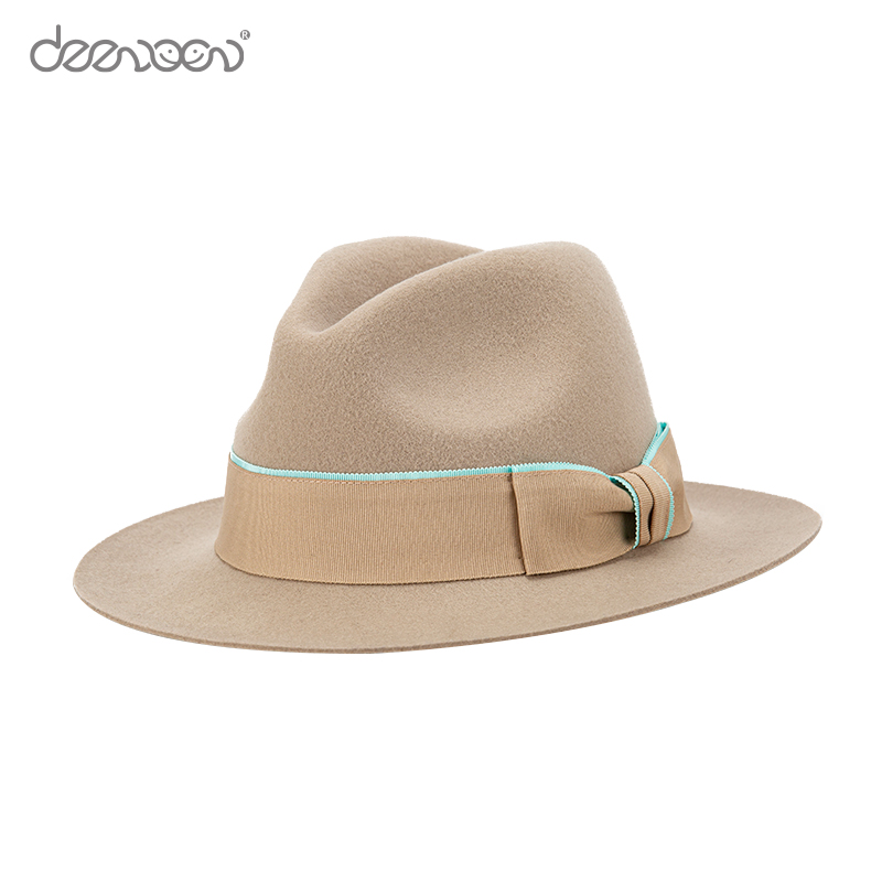  100% Wool Wide Brim Fedora Hats With Ribbon Bands Panama Felt Hat